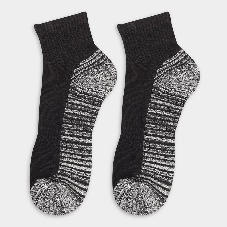Men's Dark Charcoal Gray and Light Powder Blue Striped Ankle Socks, Mid Blue, large image number null