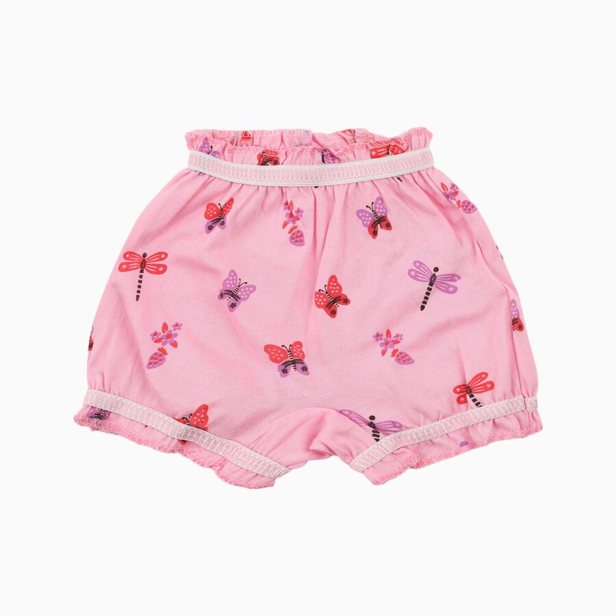 Infant Bright Pink Regular Fit Butterfly Print Bloomers, Pink, large image number null