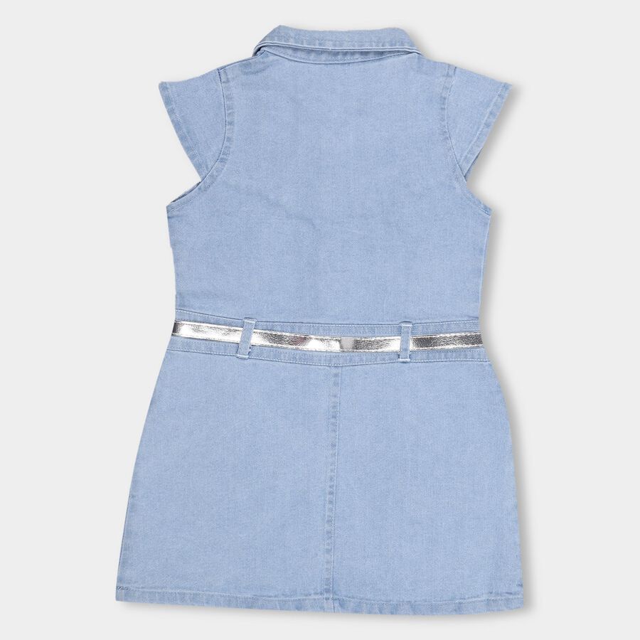 Girls' Light Blue A-Line Cap Sleeves Frock, Light Blue, large image number null