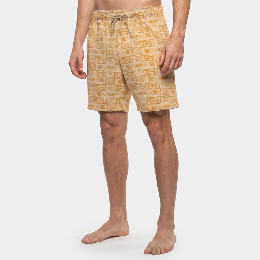 Men's Beige Regular Fit Chino Bermuda Shorts, गहरा पीला, large