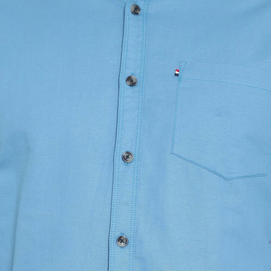 Cotton Solid Casual Shirt, Mid Blue, large image number null
