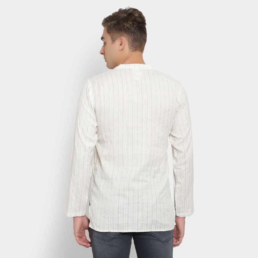 Printed Mandarin Collar Kurta, Off White, large image number null