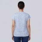 Women's Blue Round Neck Casual T-Shirt, हल्का नीला, small