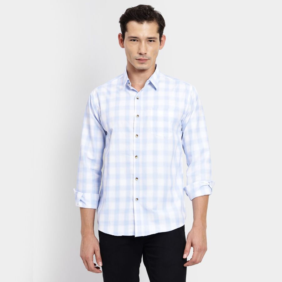 Men's 100% Cotton Casual Shirt, हल्का नीला, large image number null