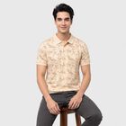 Men's White Cotton Collared Polo Half Sleeves T-Shirt, ऑफ व्हाइट, small