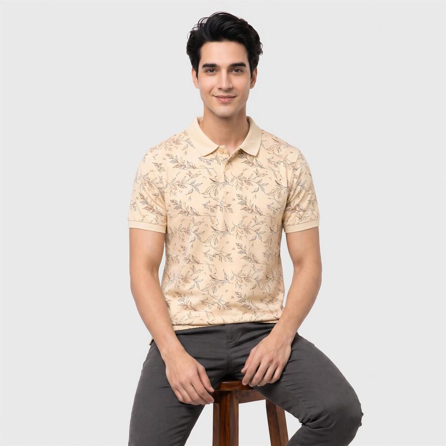 Men's White Cotton Collared Polo Half Sleeves T-Shirt, ऑफ व्हाइट, large