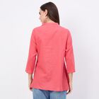 Women's Coral Cotton Notch Neck Floral Printed Kurti, Coral, small