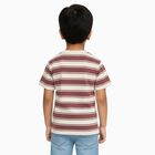 Boys Deep Maroon and White Crew Neck Casual T-Shirt, मरून, small image number null
