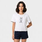 Women's White Cotton Round Neck Regular T-Shirt, White, small