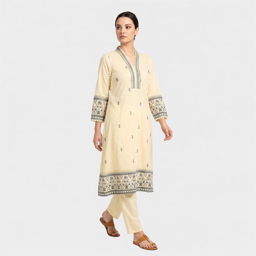 Women's Off White V-Neck Ethnic Set, Off White, large