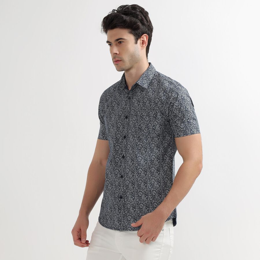 Men's Deep Midnight Navy Blue Cotton Regular Collar Casual Shirt, Navy Blue, large image number null