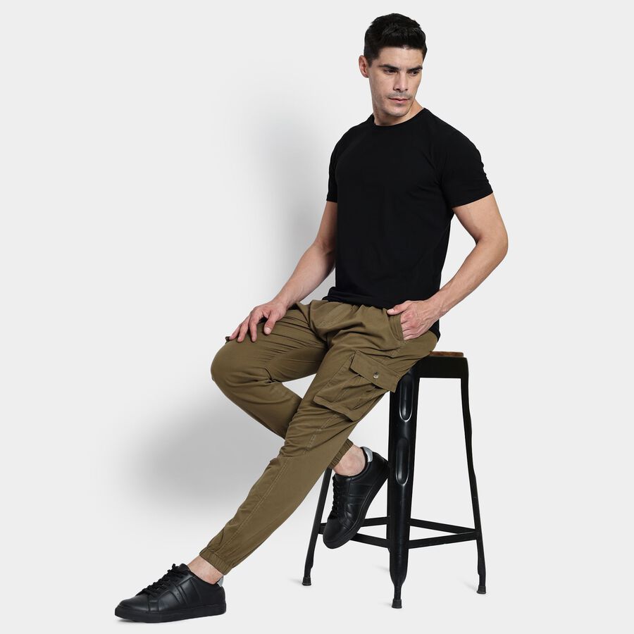 Men's 100% Cotton Track Pants, Khaki, large image number null