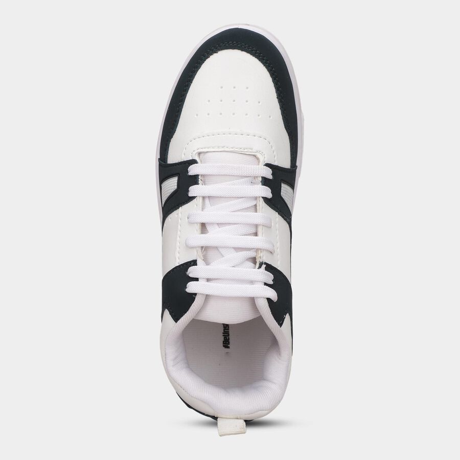 Men's Navy and White Lace-Up Casual Sneakers, Navy Blue, large