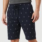 Men's Navy Blue Regular Fit Printed Jamaican Shorts, Navy Blue, small
