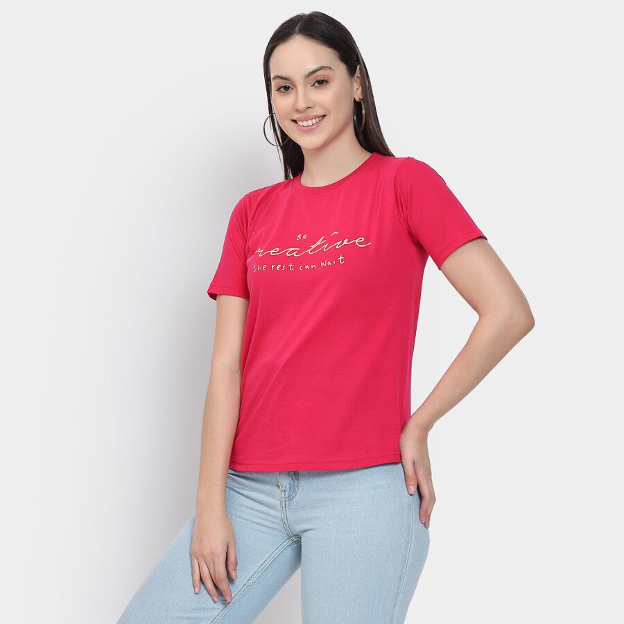 Ladies' Round Neck T-Shirt , Fuchsia, large image number null
