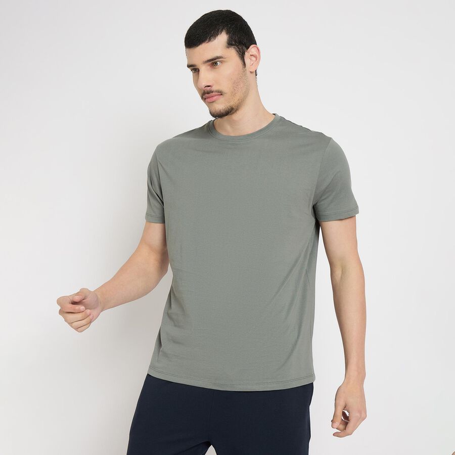 Men's 100% Cotton Round Neck Half Sleeves T-Shirt , Light Green, large image number null