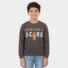 Boys' Charcoal Crew Neck Pullover Sweatshirt, चारकोल, small