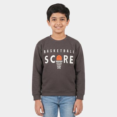 Boys' Charcoal Crew Neck Pullover Sweatshirt