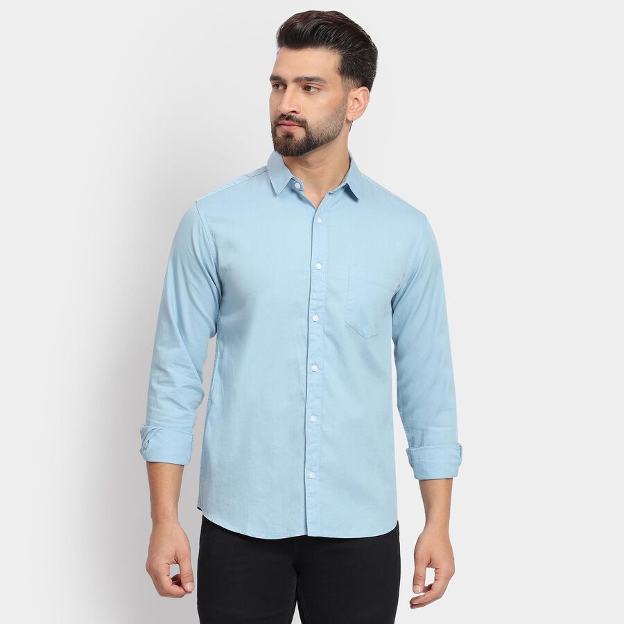 Men's 100% Cotton Casual Shirt , Light Blue, large image number null