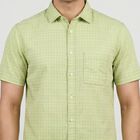Men's Green Cotton Casual Shirt, हल्का हरा, small