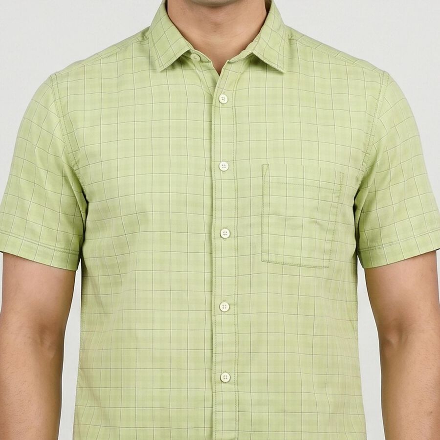 Men's Green Cotton Casual Shirt, हल्का हरा, large
