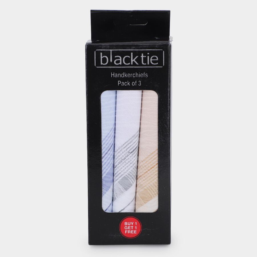 Men's Multi-colored Striped Pack of 3 Handkerchief, हल्का नीला, large