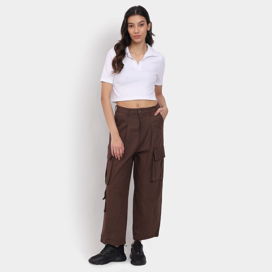 Ladies' 100% Cotton Trousers , भूरा, large image number null