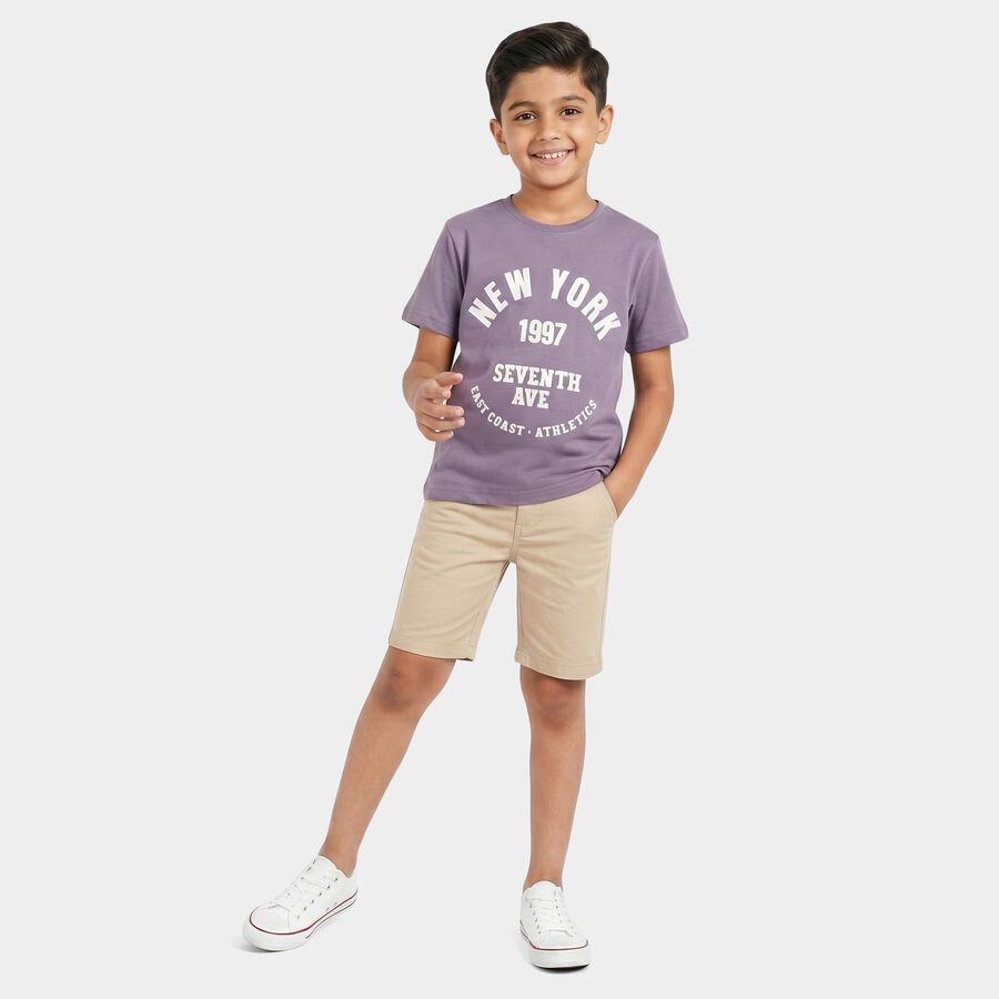 Boys Purple Crew Neck Regular Boys T-Shirt, लाइलेक, large
