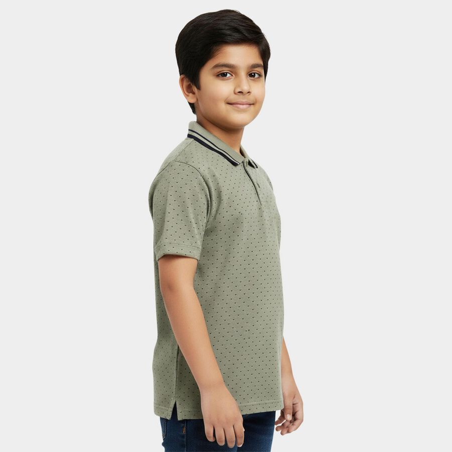 Boys' Light Green Cotton Crew Neck Casual T-Shirt, Light Green, large