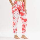 Women's Bright Red And White Tie-Dye Full Length Pyjama, Pink, small image number null