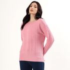 Women's Soft Pink Round Neck Casual Pullover, गुलाबी, small image number null