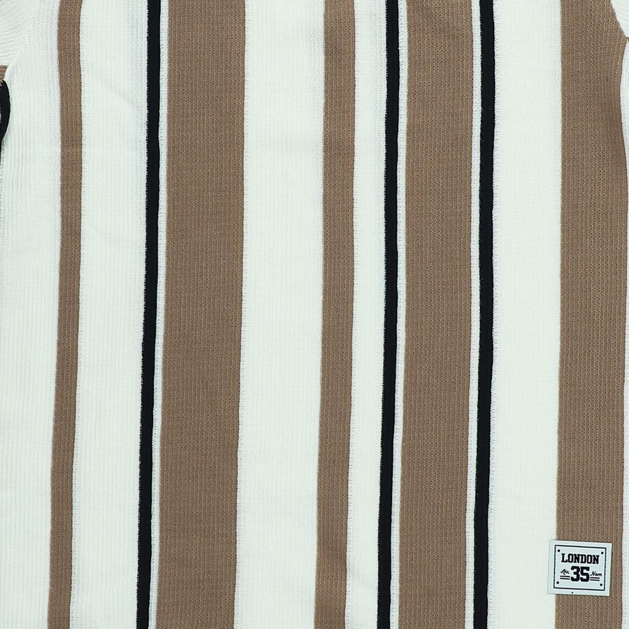 Boys Ecru Melange Round Neck Casual T-Shirt, Ecru Melange, large