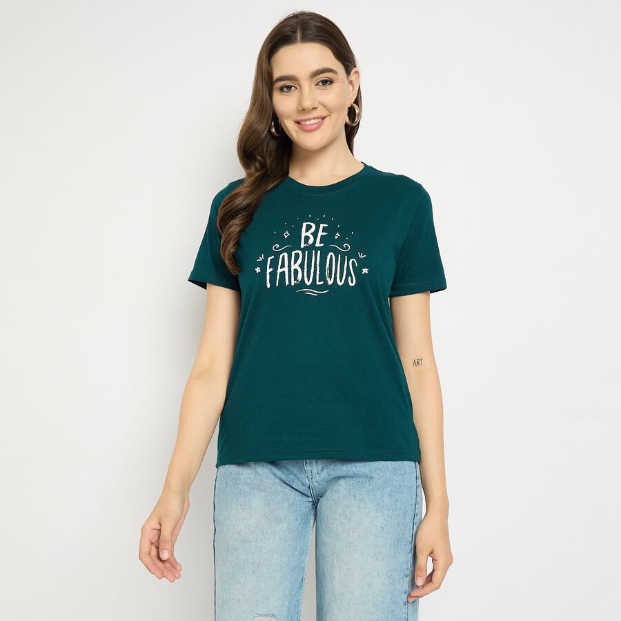 Ladies' Round Neck T-Shirt, Dark Green, large image number null