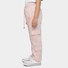 Girls' Pink Regular Fit Multi-Pocket Cargo Trousers, Light Pink, small