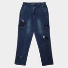 Boys' Blue Regular Fit Elastic Waist Jeans, Mid Blue, small