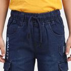 Boys' Navy Blue Regular Fit Multi-Pocket Cargo Jamaican Shorts, Dark Blue, small