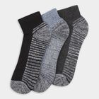 Men's Jet Black and Steel Blue Regular Fit Striped Ankle-Length Socks Pack of 3, मध्यम नीला, small image number null