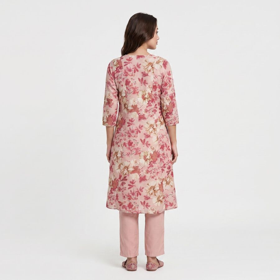 Women's Pink Floral Printed Ethnic Set, गुलाबी, large