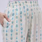Women's Off-White Printed Elastic Waist Palazzos, Off White, small