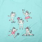 Girls' Aqua Cotton Blend Round Neck Regular T-Shirt, Aqua, small