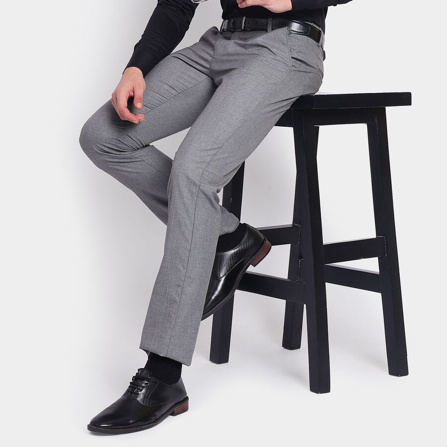 Men's Slim Fit Formal Trousers, हल्का ग्रे, large image number null