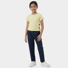 Girls Yellow Cotton Casual T-Shirt, पीला, small