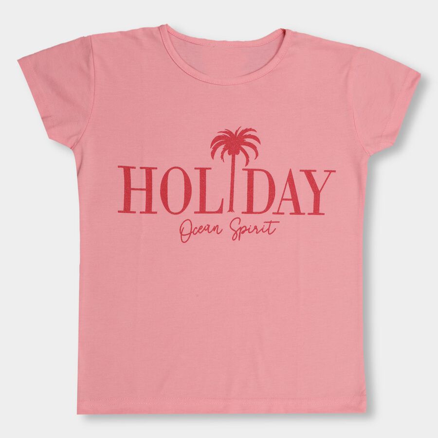 Girls' T-Shirt, गुलाबी, large image number null