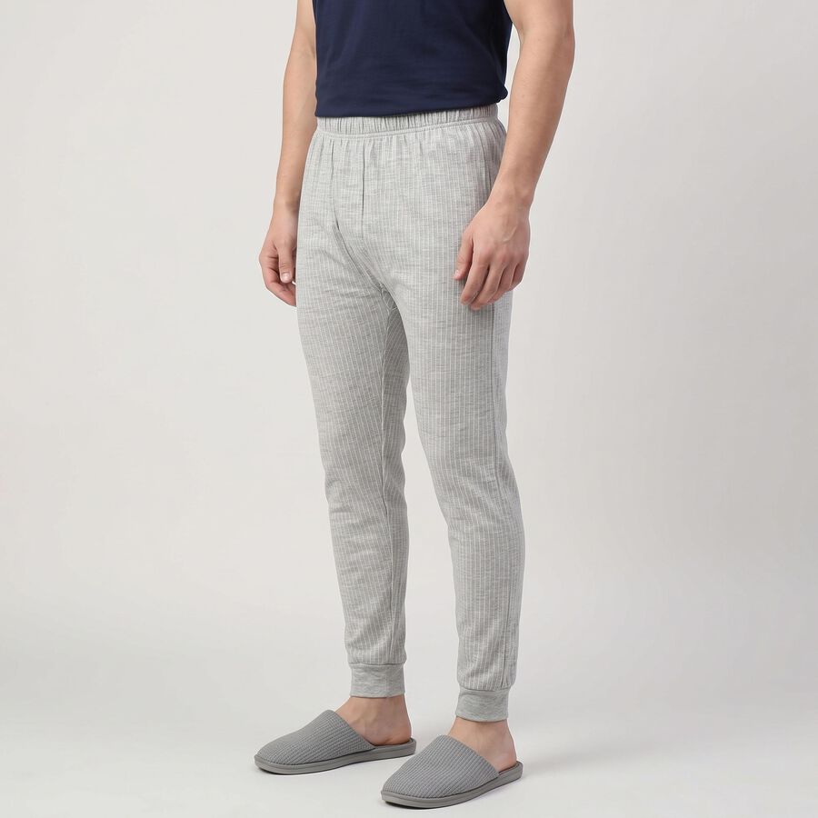 Men's Grey Long Johns Thermal, मिश्रित हल्का ग्रे, large