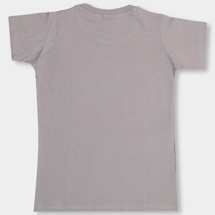 Boys' 100% Cotton Half Sleeves T-Shirt, हल्का ग्रे, large