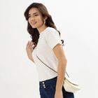 Ladies' Snow White Round Neck Casual Crop Top, सफ़ेद, small