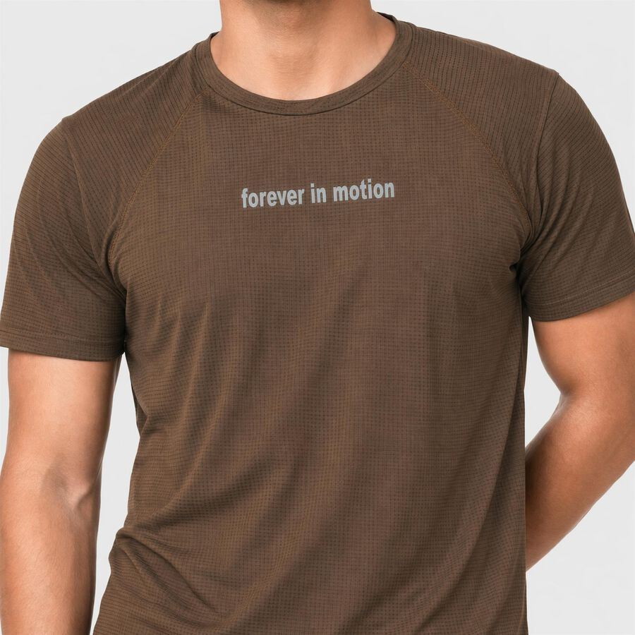 Men's Brown Round Neck Regular Drifit T-Shirt, Brown, large