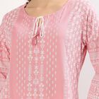 Women's Soft Pink Round Neck Floral Printed Kurta, गुलाबी, small