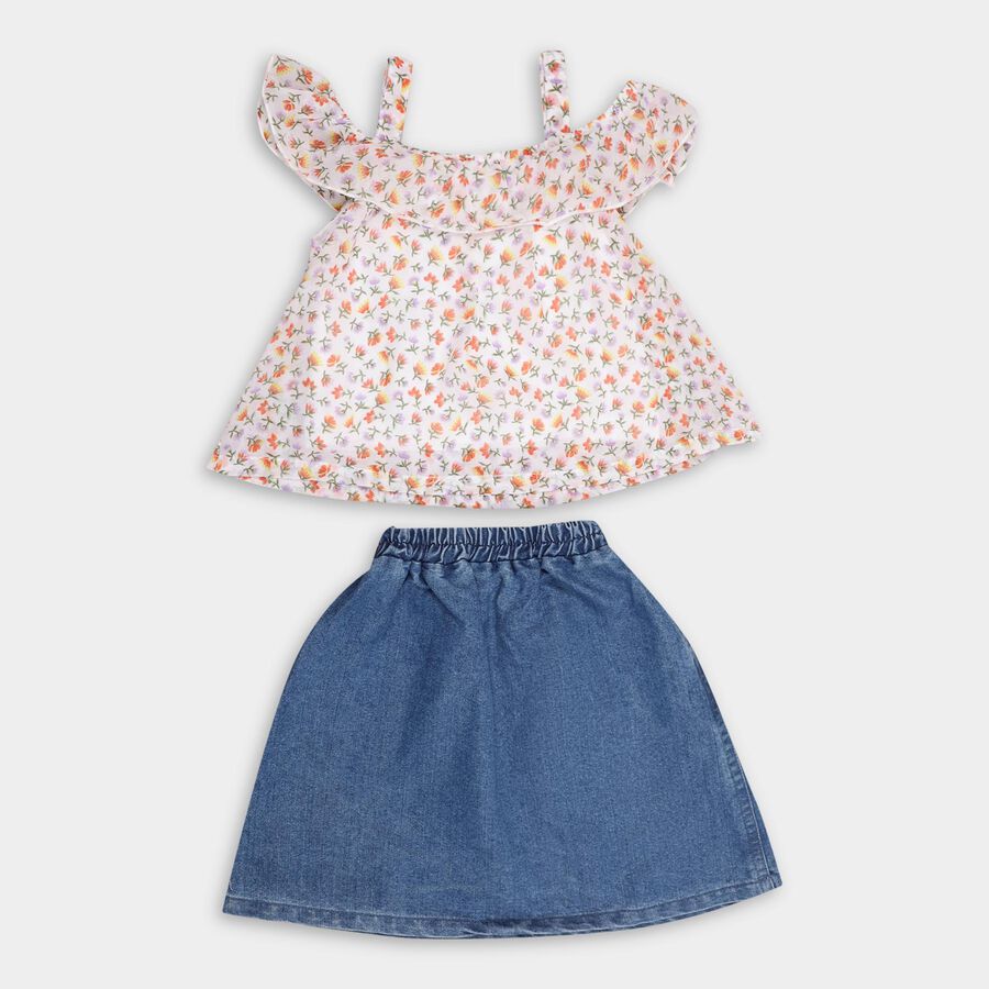 Girls' Top Skirt, Off White, large image number null