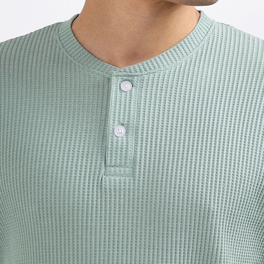 Men's Henley Half Sleeves T-Shirt, Light Green, large image number null
